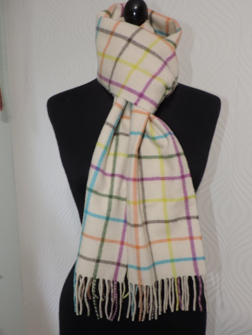 COACH Est 1941 Cashmere Blend Scarf 10" x 64" Bonnie Cashin Tattersall Plaid